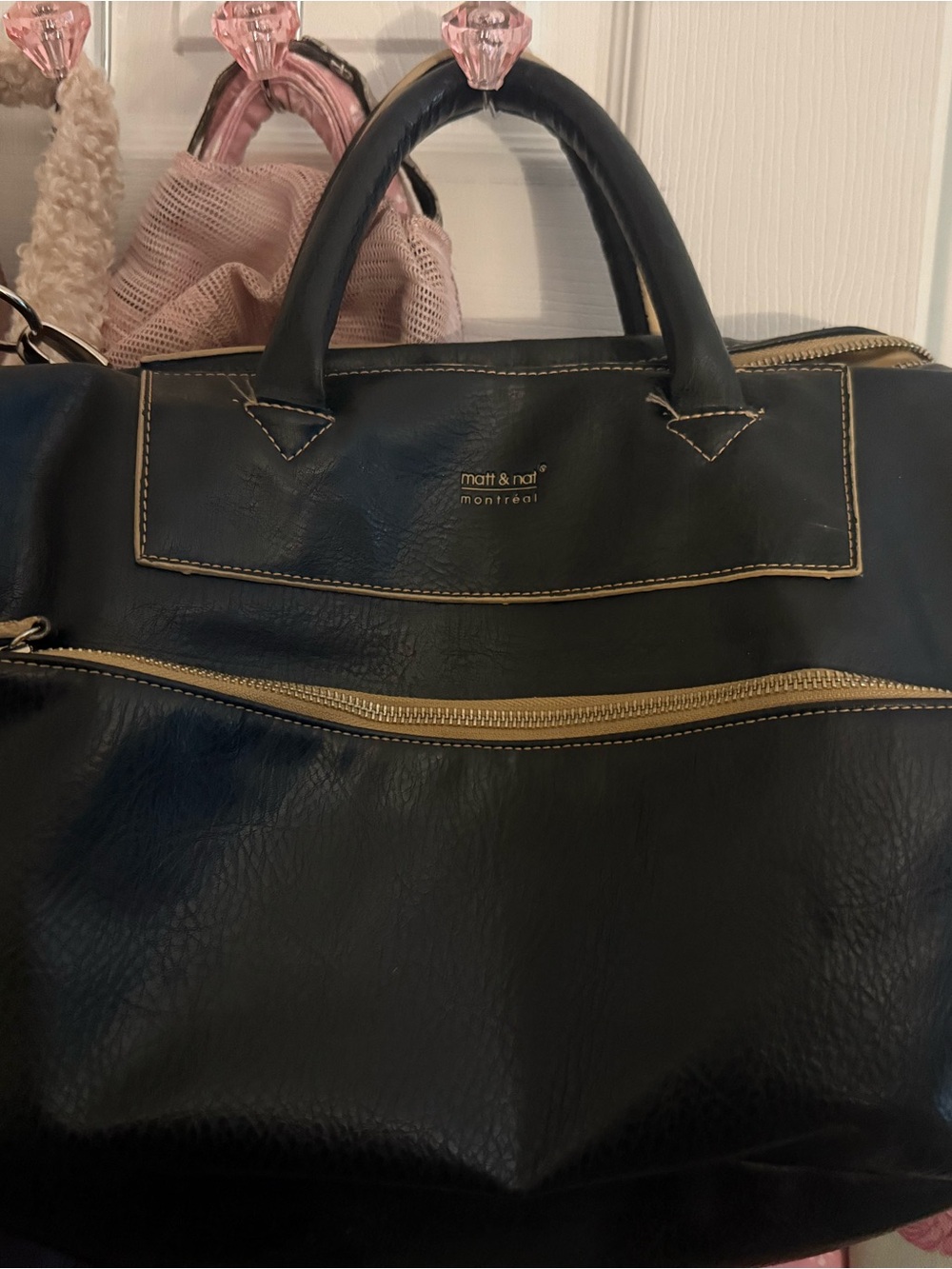 Vintage Matt & Nat Black Leather Tote Bag - Sleek Everyday Carry